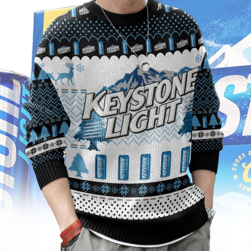 Hooktab Keystone Light Beer Ugly Christmas Sweater Hooktab Keystone Light Beer Ugly Christmas Sweater
