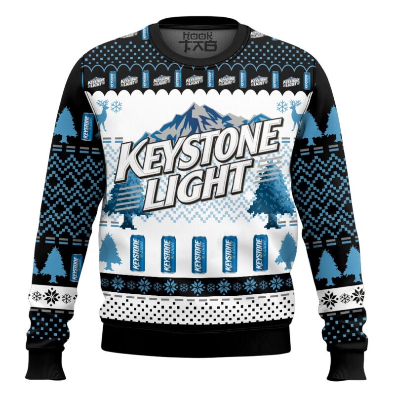 Hooktab Keystone Light Beer Ugly Christmas Sweater Hooktab Keystone Light Beer Ugly Christmas Sweater