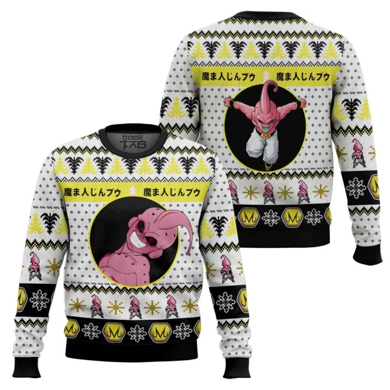 Hooktab Kid Buu Dragon Ball Z Ugly Christmas Sweater Hooktab Kid Buu Dragon Ball Z Ugly Christmas Sweater