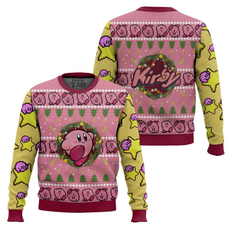 Hooktab Kirby's Dream Land Ugly Christmas Sweater Hooktab Kirby's Dream Land Ugly Christmas Sweater