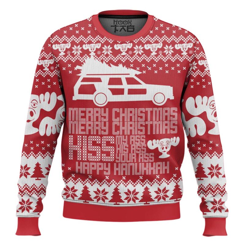 Hooktab Kiss Ass National Lampoon's Vacation Ugly Christmas Sweater