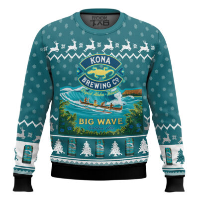 Hooktab Kona Brewing Co Big Wave Ugly Christmas Sweater