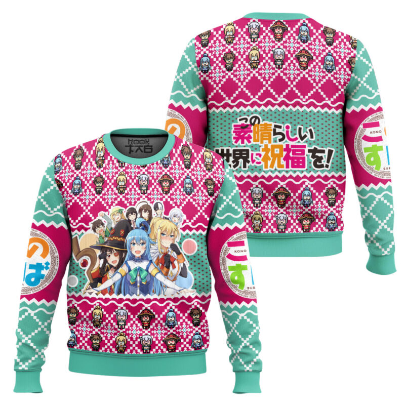 Hooktab Konosuba Characters Ugly Christmas Sweater Hooktab Konosuba Characters Ugly Christmas Sweater
