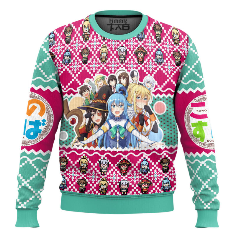 Hooktab Konosuba Characters Ugly Christmas Sweater Hooktab Konosuba Characters Ugly Christmas Sweater