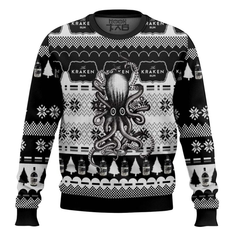 Hooktab Kraken Black Spiced Rum Ugly Christmas Sweater