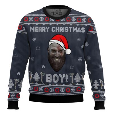 Hooktab Kratos Merry Xmas Boy God Of War Ugly Christmas Sweater