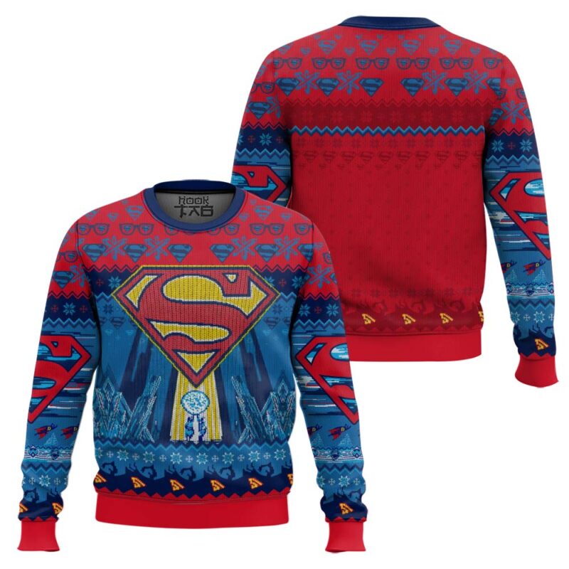 Hooktab Kryptonian Kringle Ugly Christmas Sweater Hooktab Kryptonian Kringle Ugly Christmas Sweater