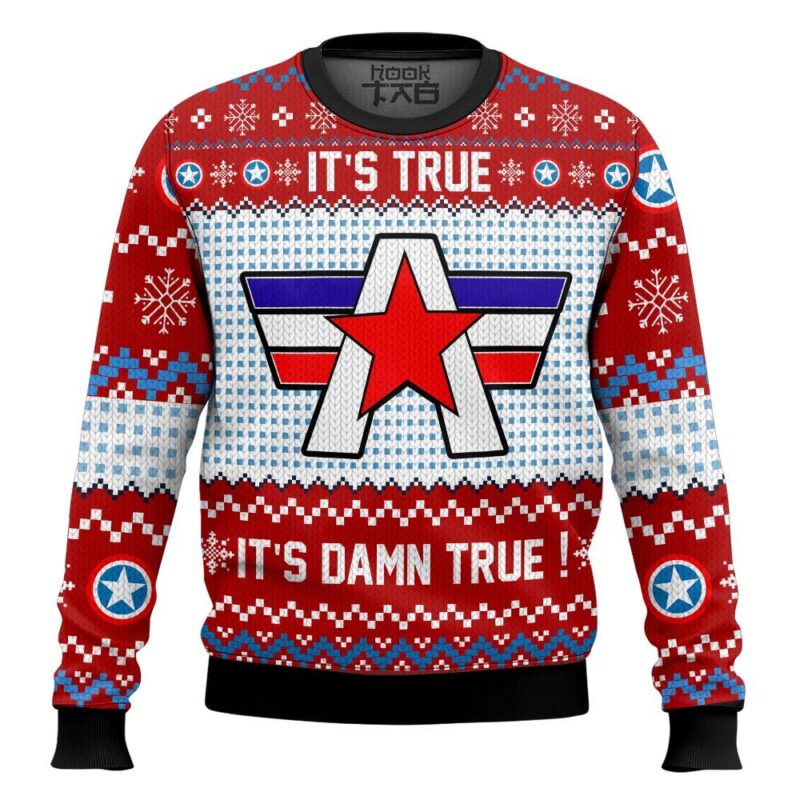 Hooktab Kurt Angle It's Damn True WWE Ugly Christmas Sweater