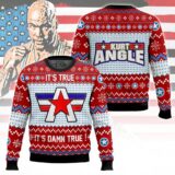 Hooktab Kurt Angle It's Damn True WWE Ugly Christmas Sweater