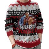 Hooktab Kurt Angle WWE Ugly Christmas Sweater