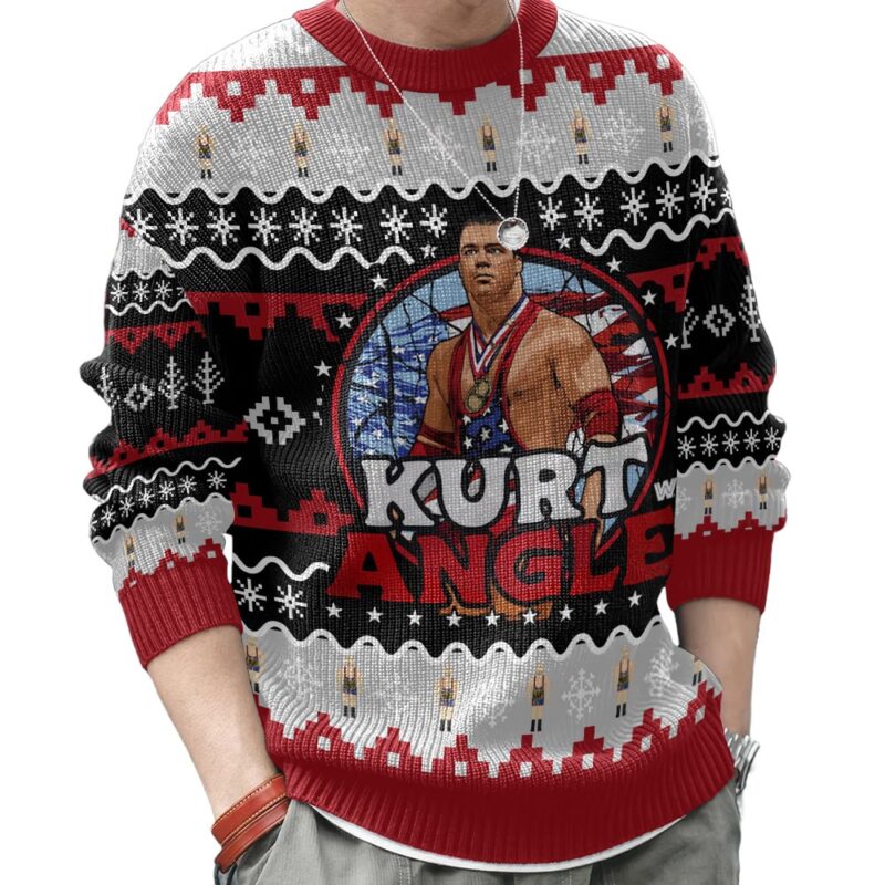Hooktab Kurt Angle WWE Ugly Christmas Sweater Hooktab Kurt Angle WWE Ugly Christmas Sweater