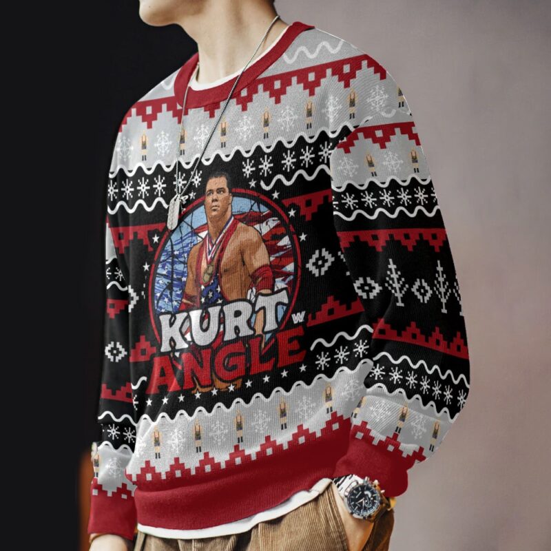 Hooktab Kurt Angle WWE Ugly Christmas Sweater Hooktab Kurt Angle WWE Ugly Christmas Sweater