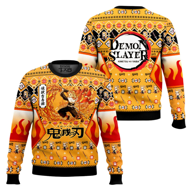 Hooktab Kyojuro Rengoku Ugly Christmas Sweater Hooktab Kyojuro Rengoku Ugly Christmas Sweater
