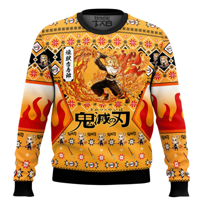 Hooktab Kyojuro Rengoku Ugly Christmas Sweater