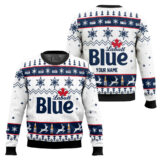 Hooktab Labatt Blue Beer - Custom Name Ugly Christmas Sweater