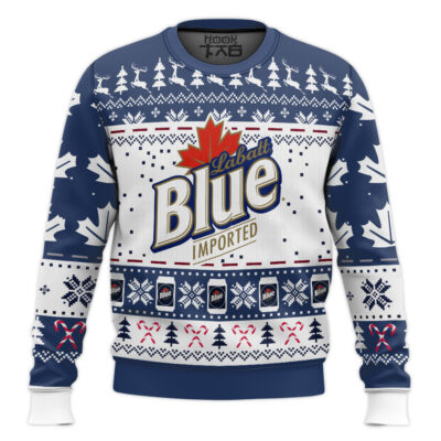 Hooktab Labatt Blue Beer Ugly Christmas Sweater