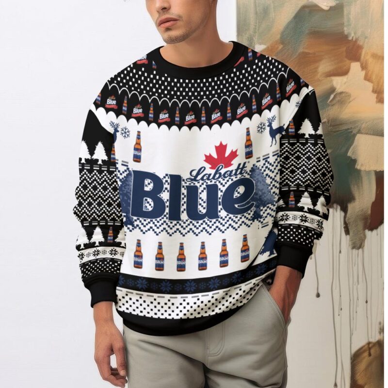 Hooktab Labatt Blue Canadian Beer Ugly Christmas Sweater Hooktab Labatt Blue Canadian Beer Ugly Christmas Sweater