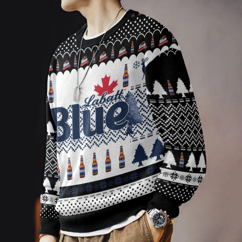 Hooktab Labatt Blue Canadian Beer Ugly Christmas Sweater Hooktab Labatt Blue Canadian Beer Ugly Christmas Sweater