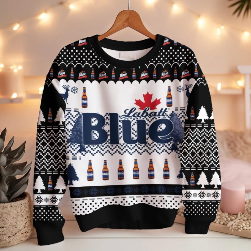 Hooktab Labatt Blue Canadian Beer Ugly Christmas Sweater Hooktab Labatt Blue Canadian Beer Ugly Christmas Sweater