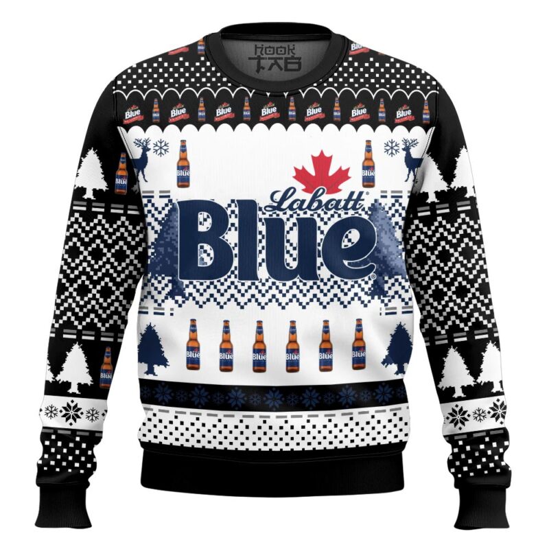 Hooktab Labatt Blue Canadian Beer Ugly Christmas Sweater