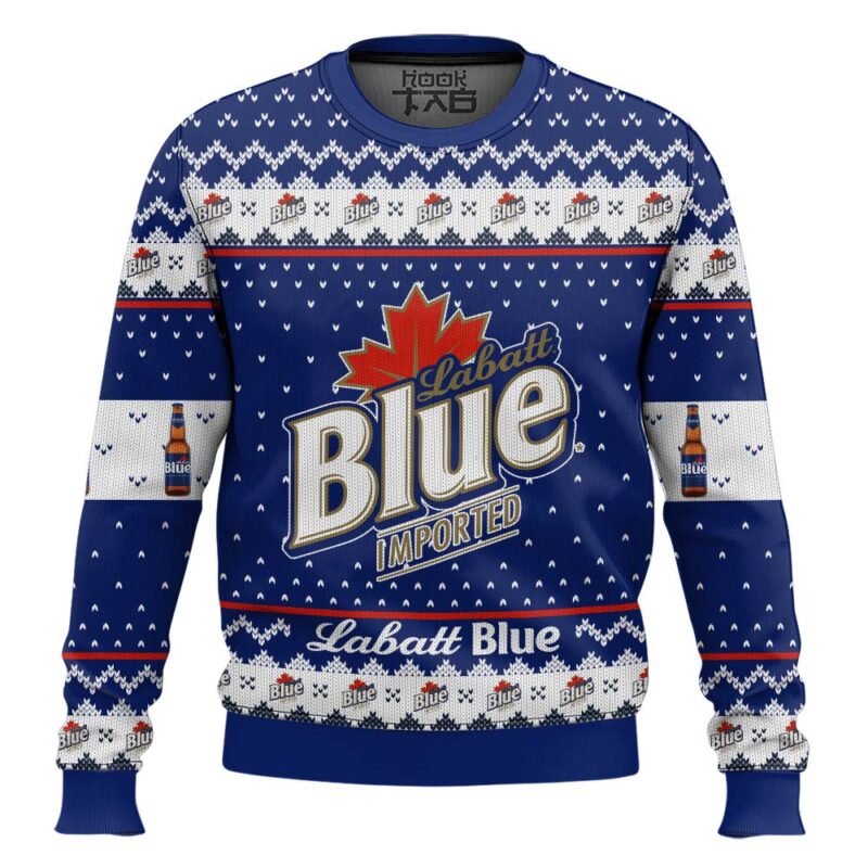 Hooktab Labatt Blue Imported Beer Ugly Christmas Sweater