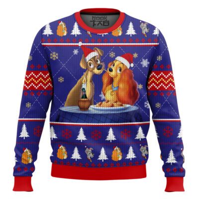 Hooktab Lady And The Tramp Spaghetti Ugly Christmas Sweater