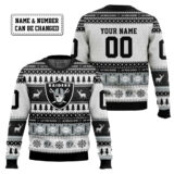 Hooktab Las Vegas Raiders - Custom Name And Number Ugly Sweater