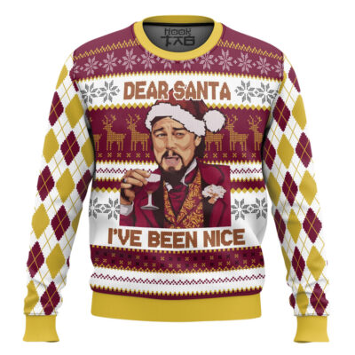 Hooktab Laughing Leonardo Dicaprio Dear Santa I've Been Nice Ugly Christmas Sweater