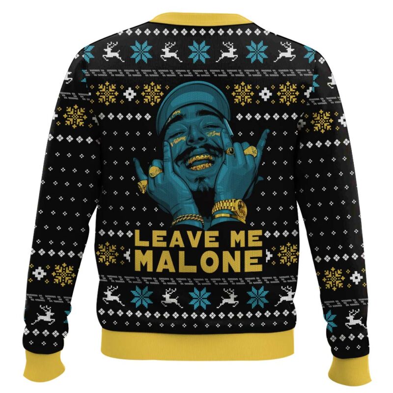 Hooktab Leave Me Malone Post Malone Ugly Christmas Sweater Hooktab Leave Me Malone Post Malone Ugly Christmas Sweater