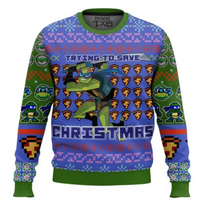 Hooktab Leonardo Rise Of The Teenage Mutant Ninja Turtles Ugly Christmas Sweater