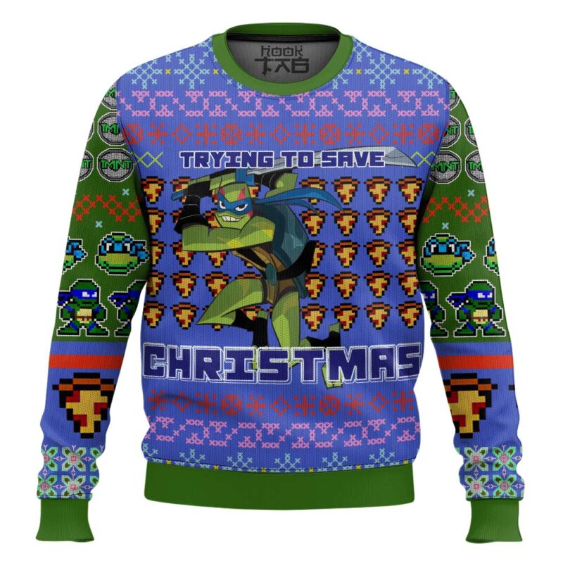 Hooktab Leonardo Rise Of The Teenage Mutant Ninja Turtles Ugly Christmas Sweater