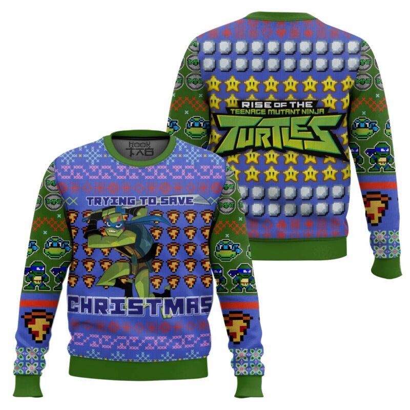 Hooktab Leonardo Rise Of The Teenage Mutant Ninja Turtles Ugly Christmas Sweater Hooktab Leonardo Rise Of The Teenage Mutant Ninja Turtles Ugly Christmas Sweater