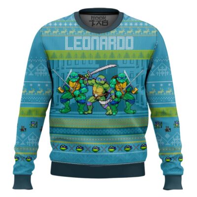 Hooktab Leonardo Teenage Mutant Ninja Turtles Ugly Christmas Sweater
