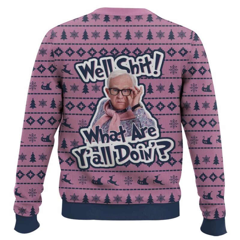 Hooktab Leslie Jordan Well Shit What Are Yall Doin Ugly Christmas Sweater Hooktab Leslie Jordan Well Shit What Are Yall Doin Ugly Christmas Sweater