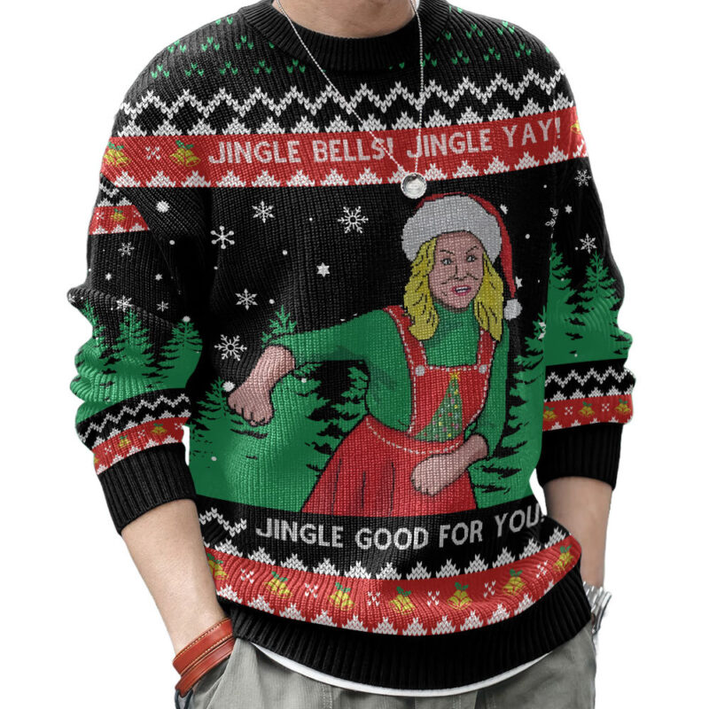 Hooktab Leslie Knope Jingle Bells Jingle Yay Parks And Recreation Ugly Christmas Sweater Hooktab Leslie Knope Jingle Bells Jingle Yay Parks And Recreation Ugly Christmas Sweater