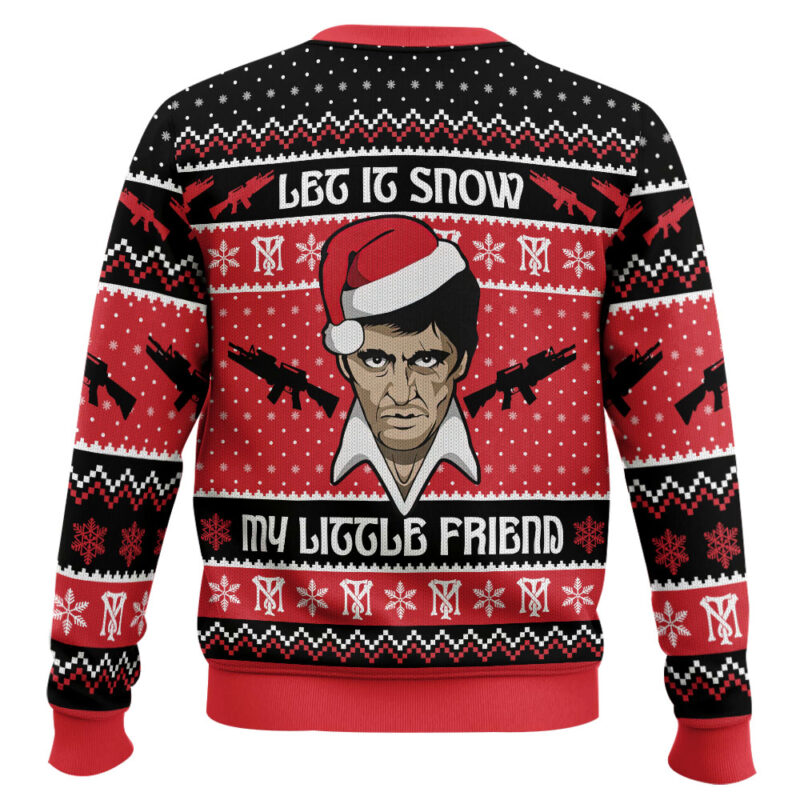 Hooktab Let It Snow Scarface Ugly Christmas Sweater Hooktab Let It Snow Scarface Ugly Christmas Sweater