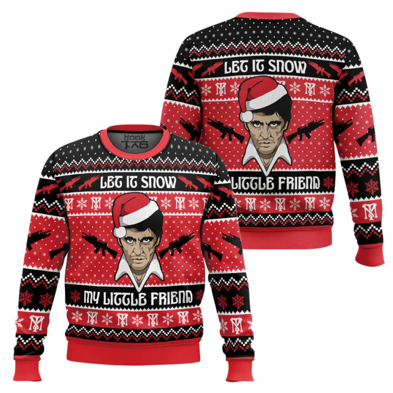 Hooktab Let It Snow Scarface Ugly Christmas Sweater Hooktab Let It Snow Scarface Ugly Christmas Sweater