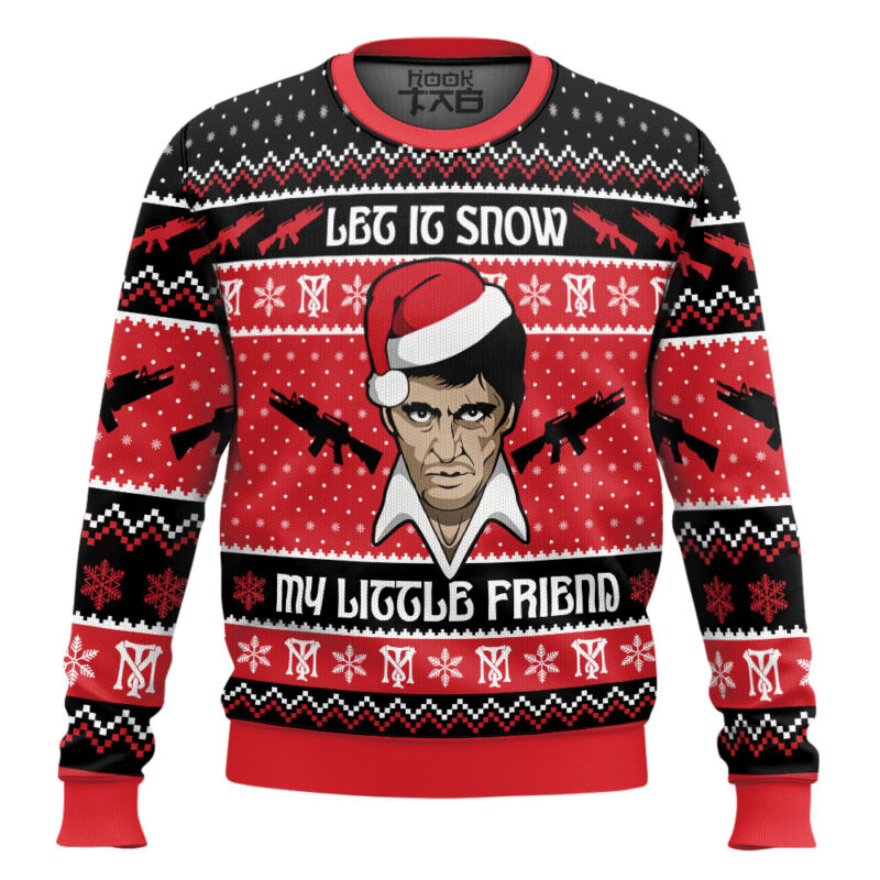 Hooktab Let It Snow Scarface Ugly Christmas Sweater