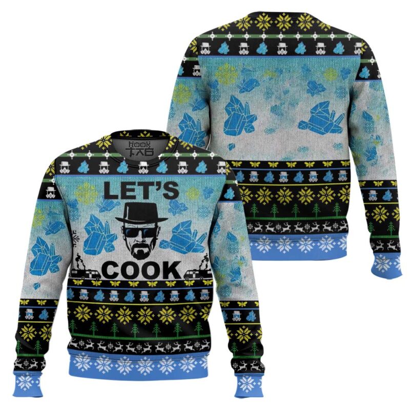 Hooktab Let's Cook Breaking Bad Ugly Christmas Sweater Hooktab Let's Cook Breaking Bad Ugly Christmas Sweater