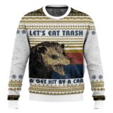 Hooktab Let’s Eat Trash & Get Hit By A Car Opossum Ugly Christmas Sweater
