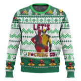 Hooktab Let's Fxcking Go Deadpool & Wolverine - Green Ugly Christmas Sweater