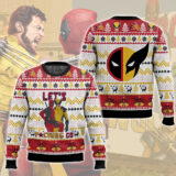 Hooktab Let's Fxcking Go Deadpool & Wolverine - Red Ugly Christmas Sweater