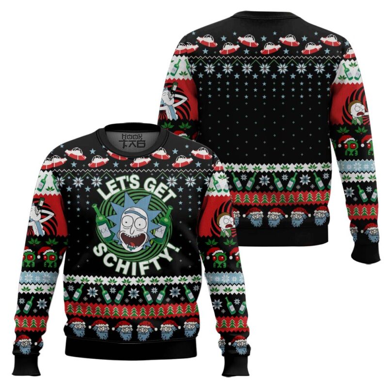 Hooktab Let's Get Schwifty Rick And Morty Ugly Christmas Sweater Hooktab Let's Get Schwifty Rick And Morty Ugly Christmas Sweater