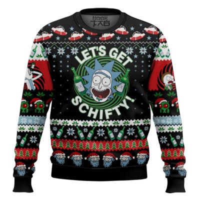 Hooktab Let's Get Schwifty Rick And Morty Ugly Christmas Sweater