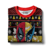 Hooktab Let's Go Deadpool & Wolverine Ugly Christmas Sweater