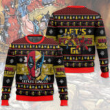Hooktab Let's Go Deadpool & Wolverine Ugly Christmas Sweater