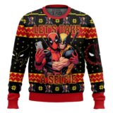 Hooktab Let's Take A Selfie Deadpool & Wolverine Ugly Christmas Sweater