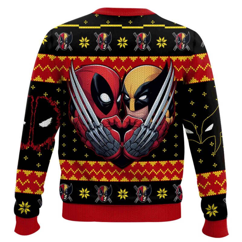 Hooktab Let's Take A Selfie Deadpool & Wolverine Ugly Christmas Sweater Hooktab Let's Take A Selfie Deadpool & Wolverine Ugly Christmas Sweater