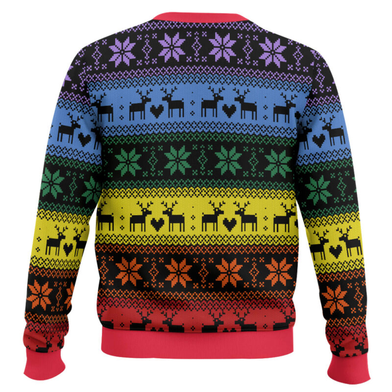 Hooktab LGBT Rainbow Deer LGBT Support Ugly Christmas Sweater Hooktab LGBT Rainbow Deer LGBT Support Ugly Christmas Sweater