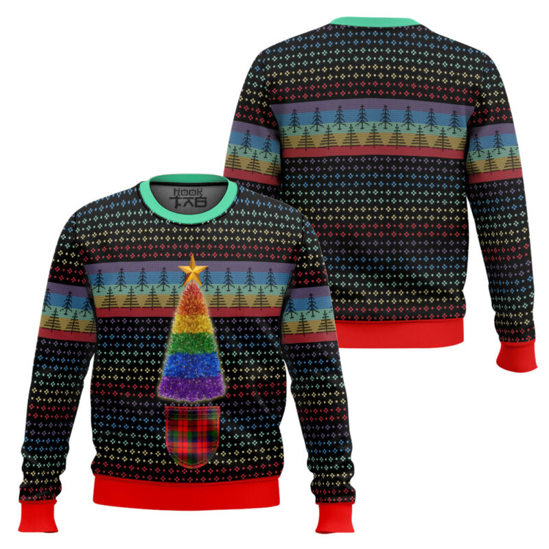 Hooktab LGBTQ+ Christmas Tree Ugly Christmas Sweater Hooktab LGBTQ+ Christmas Tree Ugly Christmas Sweater